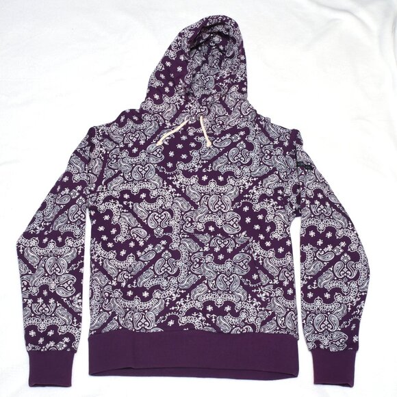 SCHOTT NYC Paisley Pattern Hooded Sweatshirt Size Small - Picture 1 of 5